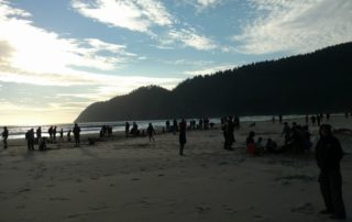 Camp Clark, beach overlooking Cape Lookout, at sunset